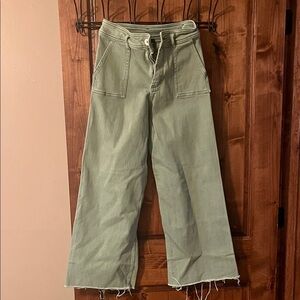 Wide Leg Green Jeans